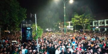 Ramaikan, Nobar Timnas Indonesia di Videotron Taman Giat Kota Tanjung