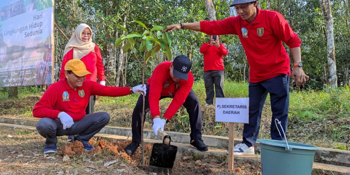 Pj Bupati Tabalong Tanam Pohon Buah di Kawasan Jalan Nan Sarunai